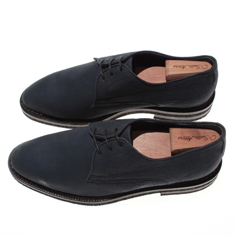 Di Bianco NWD Soverato Lace Up Derby Dress Shoes Size 9 in Navy Blue Leather